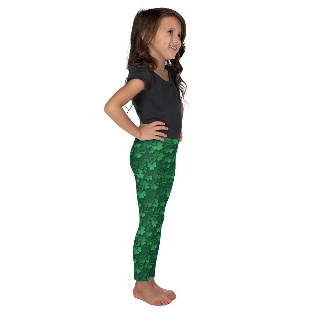 Irish 3D Shamrocks Kid's Leggings Gearbunch