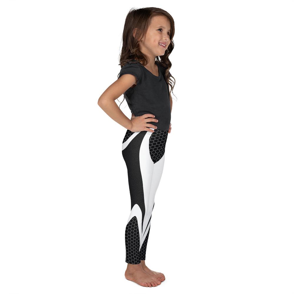 Kids Children Black & White Honeycomb Carbon Leggings | Gearbunch.com