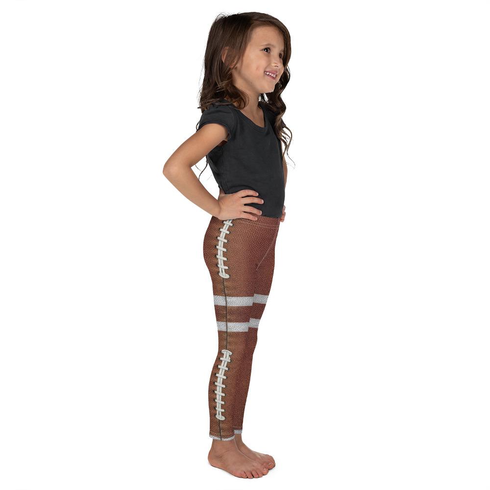 Kids Children American Football Leggings Brown/White | Gearbunch.com