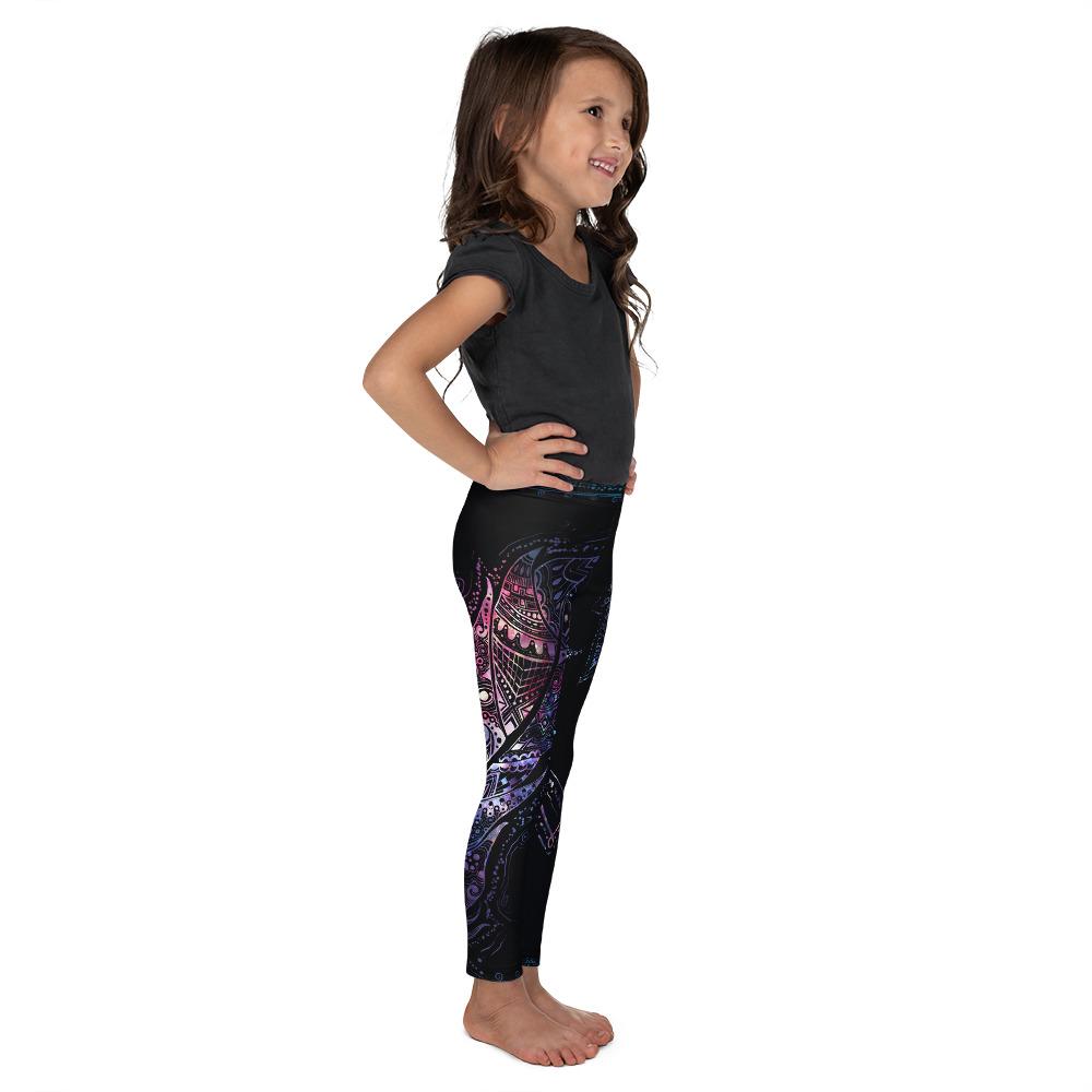 Kids Children Mystic Feather Kid's Leggings Black/Pink | Gearbunch.com