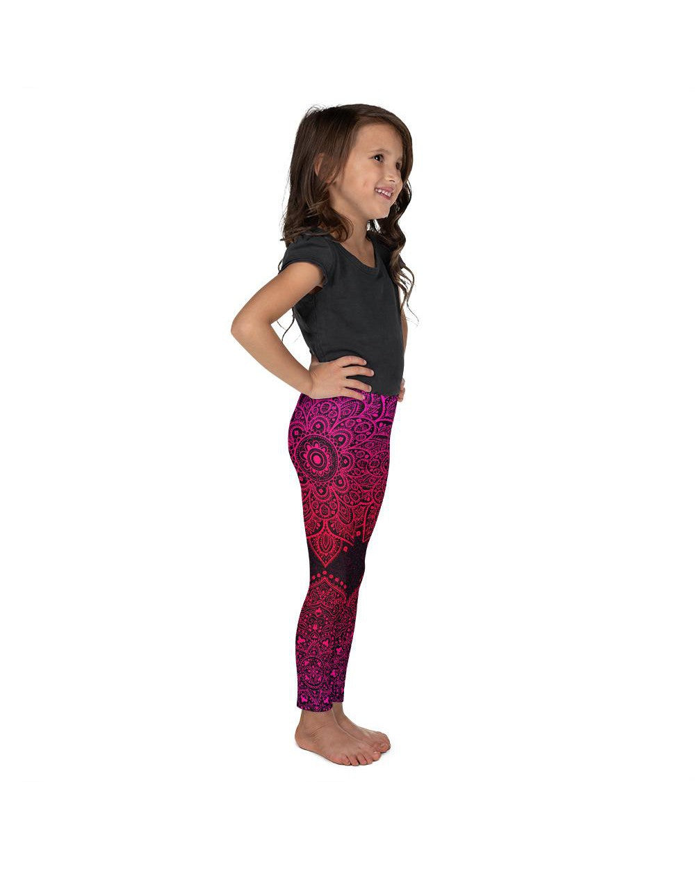 Kids Children Pink Mandala Kid's Leggings Pink/Black | Gearbunch.com