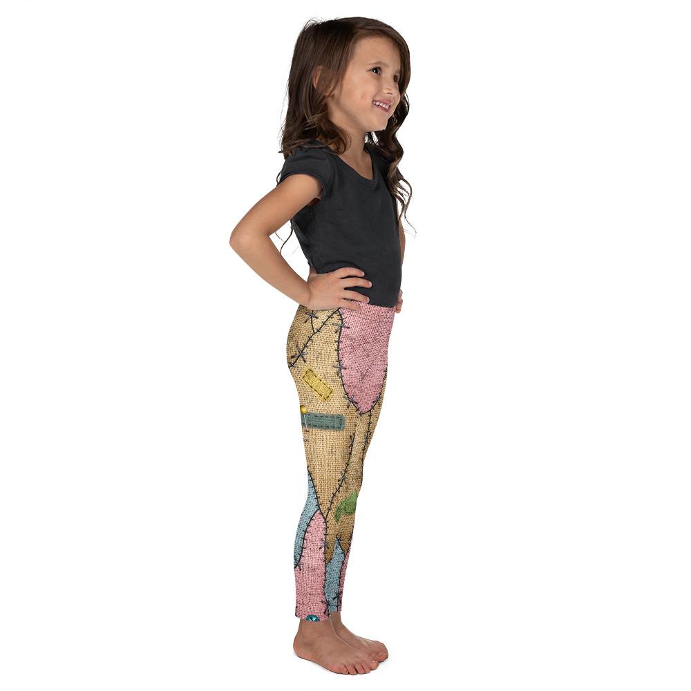 Kids Children Voodoo Doll Patch Leggings Brown/Pink | Gearbunch.com