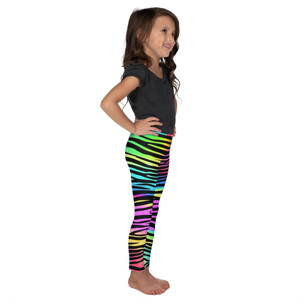 Kids Children Colorful Zebra Striped Leggings Rainbow | Gearbunch.com