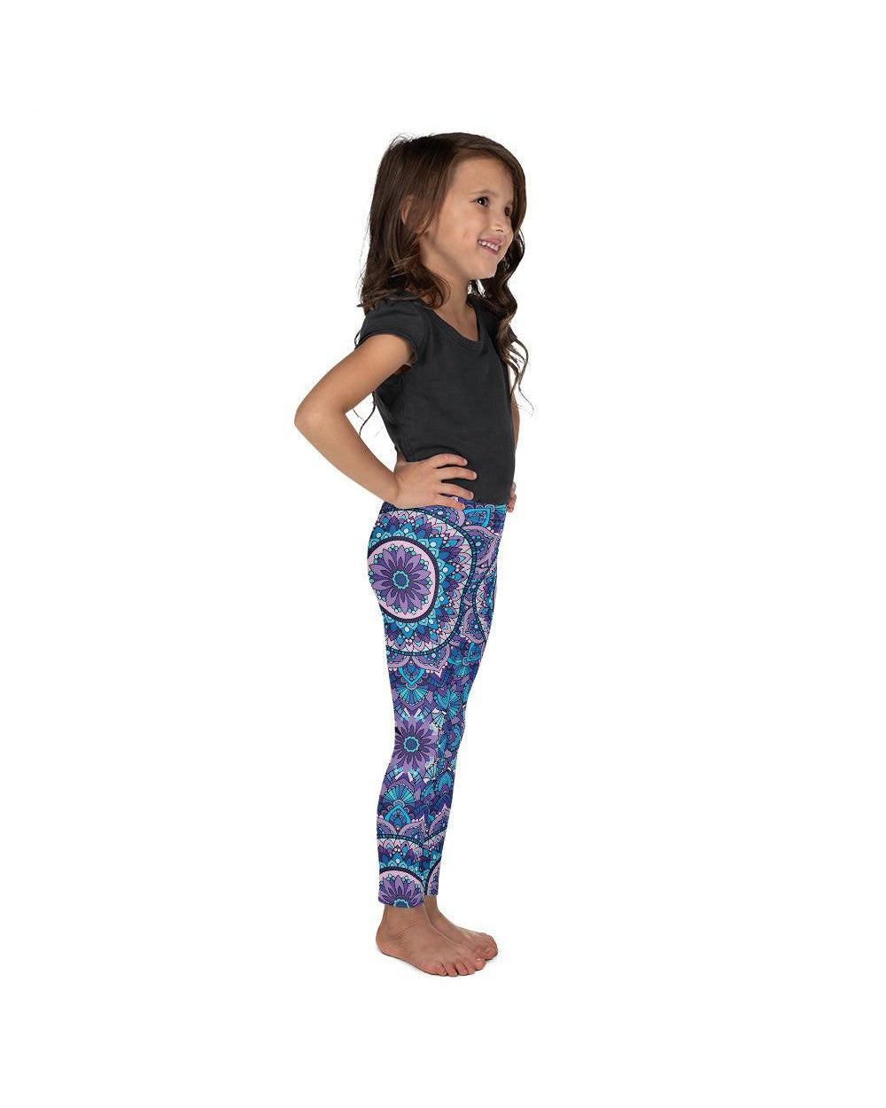 Kids Children Colorful Blue Mandala Leggings Purple | Gearbunch.com