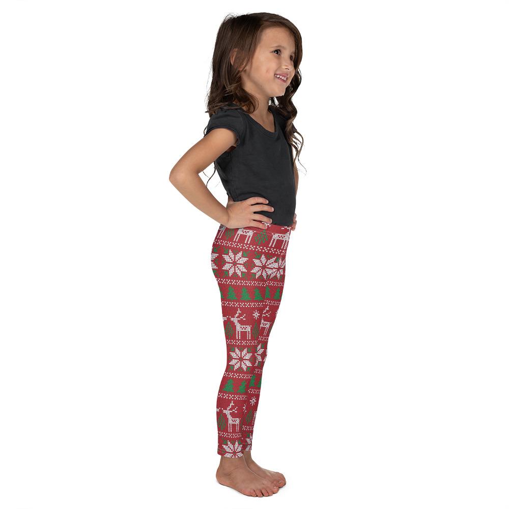 Kids Children Red Ugly Christmas Leggings White/Green | Gearbunch.com