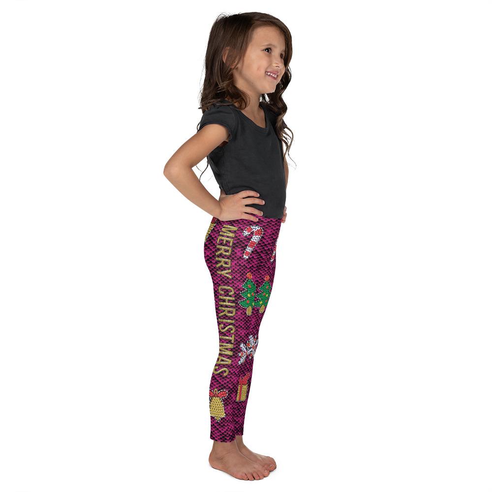 Kids Children Christmas Paillette Leggings Purple/Red | Gearbunch.com