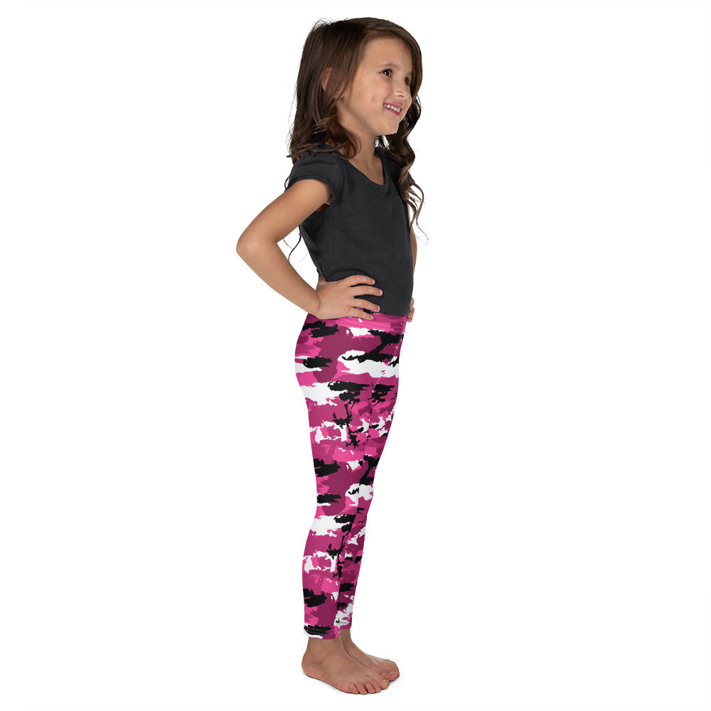 Kids Children Pink Camo Leggings Pink/Black/White | Gearbunch.com