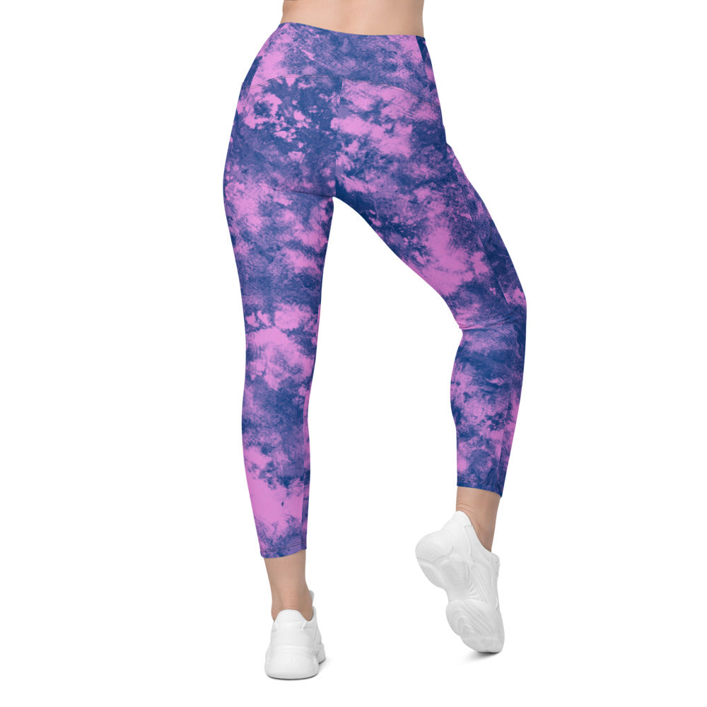 Womens Workout Yoga Navy Glaze Leggings with Pockets | Gearbunch.com