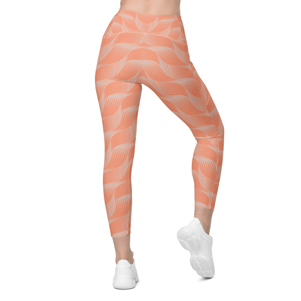 Womens Workout Yoga Apricot Wave Leggings with Pockets | Gearbunch.com