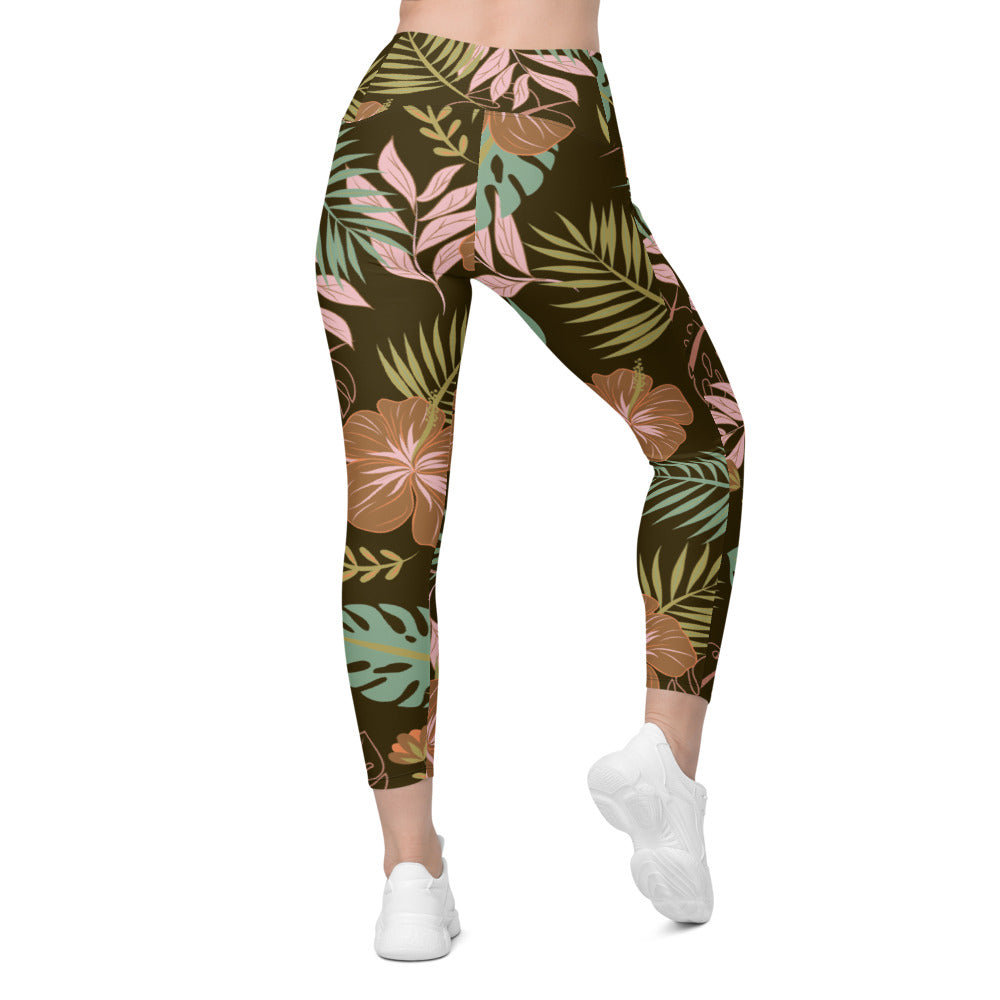 Womens Workout Yoga Fall Floral Leggings with Pockets | Gearbunch.com