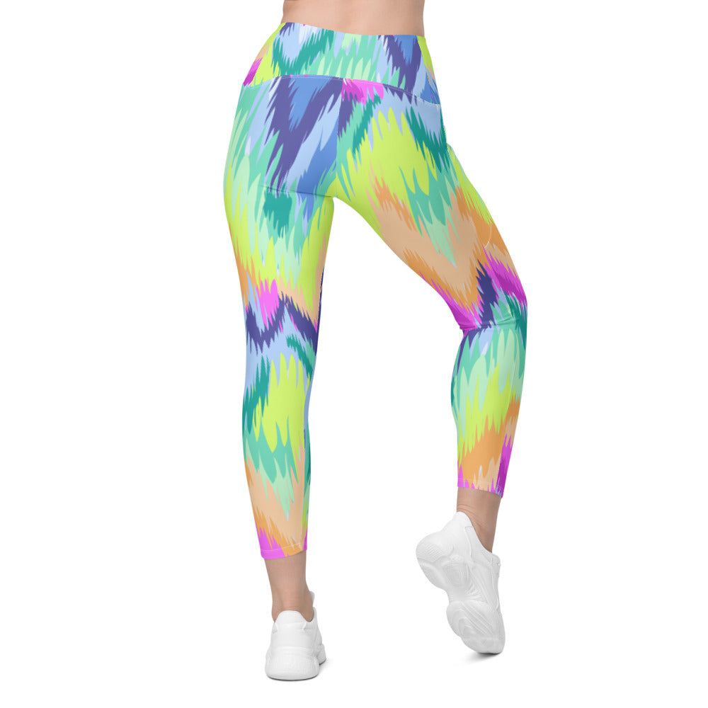 Womens Rave Sound Wave Leggings with Pockets Rainbow | Gearbunch.com