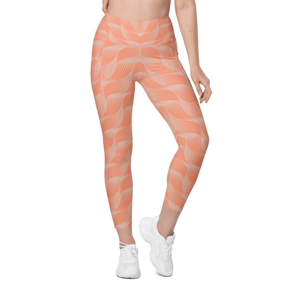 Womens Workout Yoga Apricot Wave Leggings with Pockets | Gearbunch.com