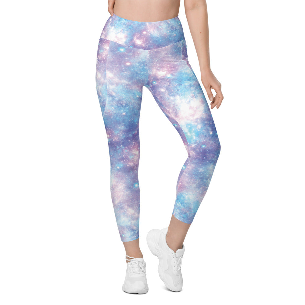 Womens Workout Yoga Pastel Galaxy Leggings with Pockets | Gearbunch