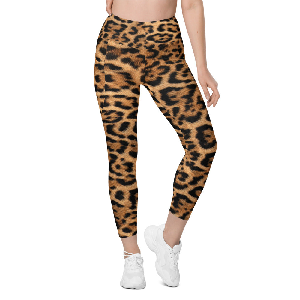 Womens Workout Yoga Leopard Skin Leggings with Pockets | Gearbunch.com