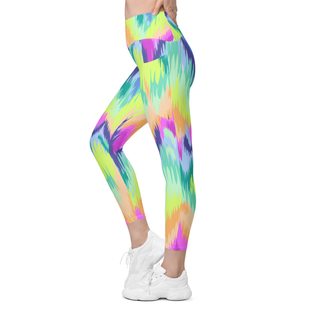 Womens Rave Sound Wave Leggings with Pockets Rainbow | Gearbunch.com