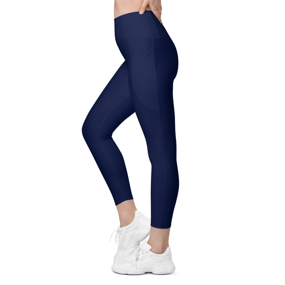 Womens Workout Solid Ocean Blue Leggings with Pockets | Gearbunch.com