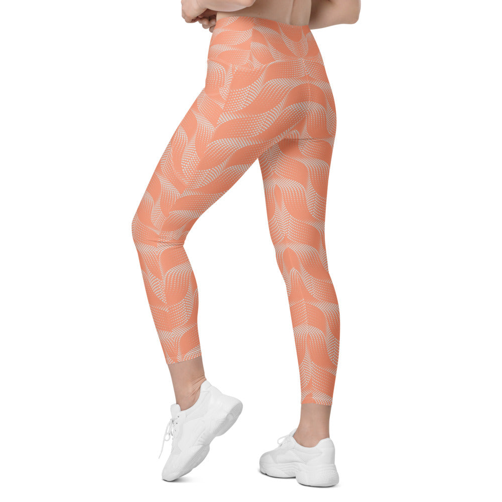 Womens Workout Yoga Apricot Wave Leggings with Pockets | Gearbunch.com