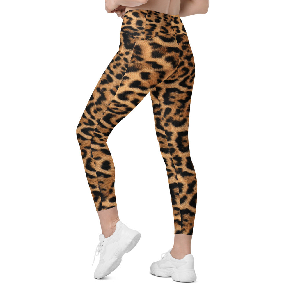 Womens Workout Yoga Leopard Skin Leggings with Pockets Gearbunch GearBunch