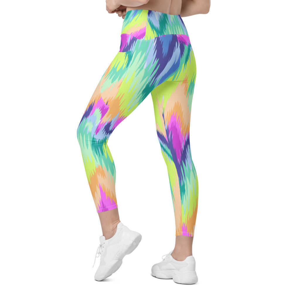 Womens Rave Sound Wave Leggings with Pockets Rainbow | Gearbunch.com