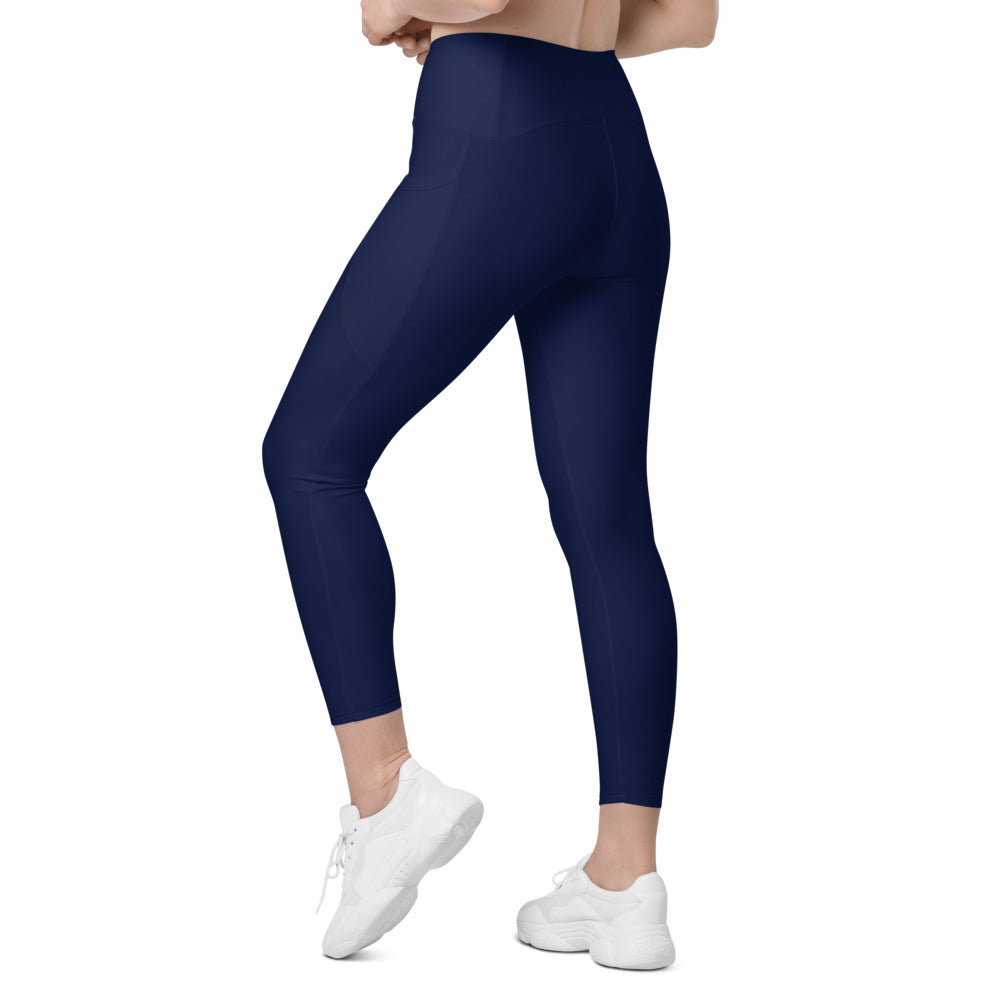 Womens Workout Solid Ocean Blue Leggings with Pockets | Gearbunch.com