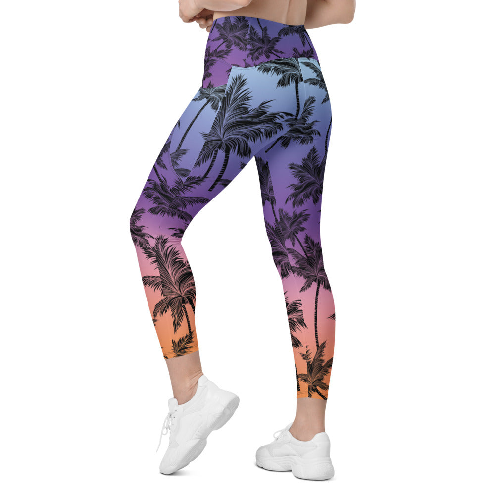 Womens Yoga Tropical Palm Trees Leggings with Pockets | Gearbunch.com