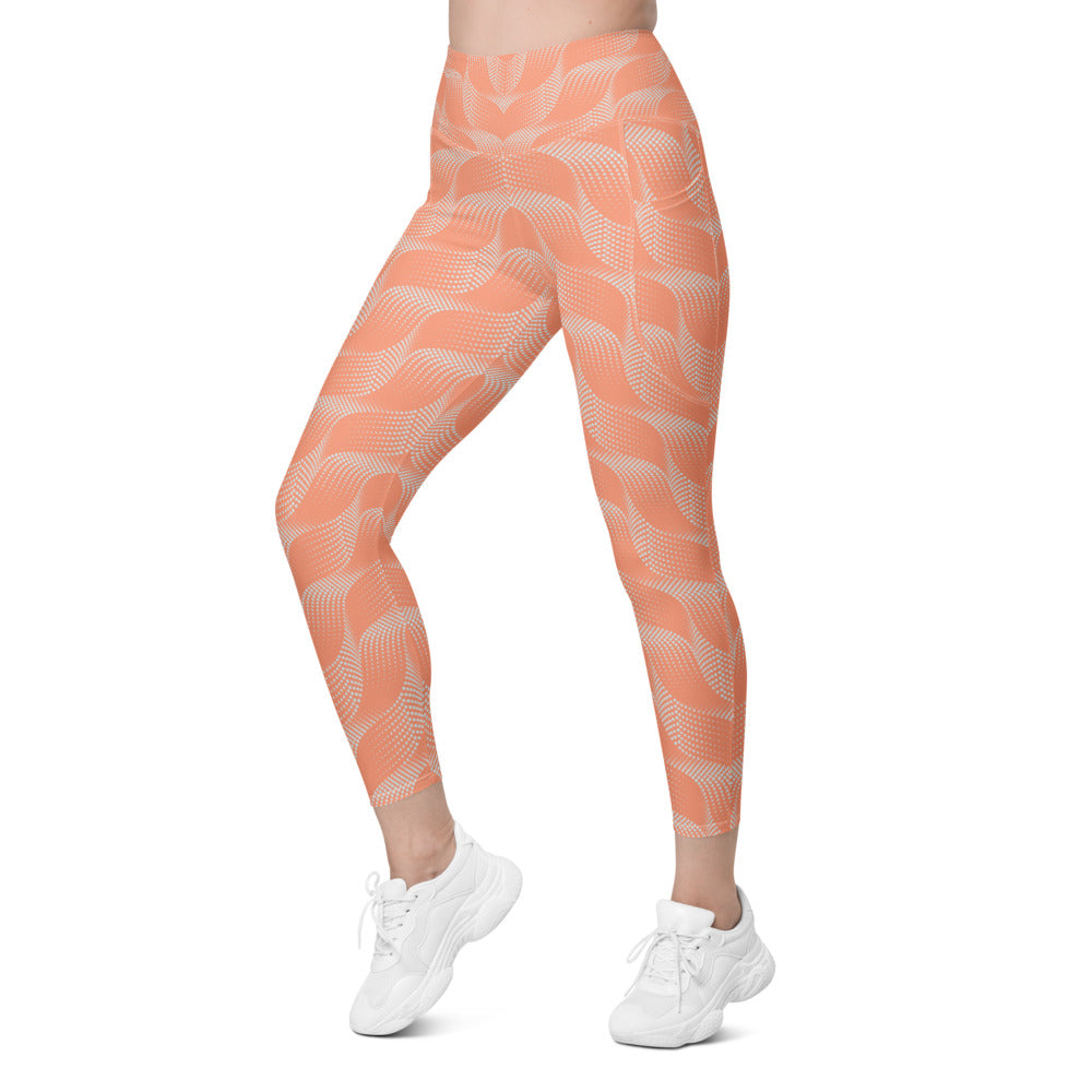 Womens Workout Yoga Apricot Wave Leggings with Pockets | Gearbunch.com