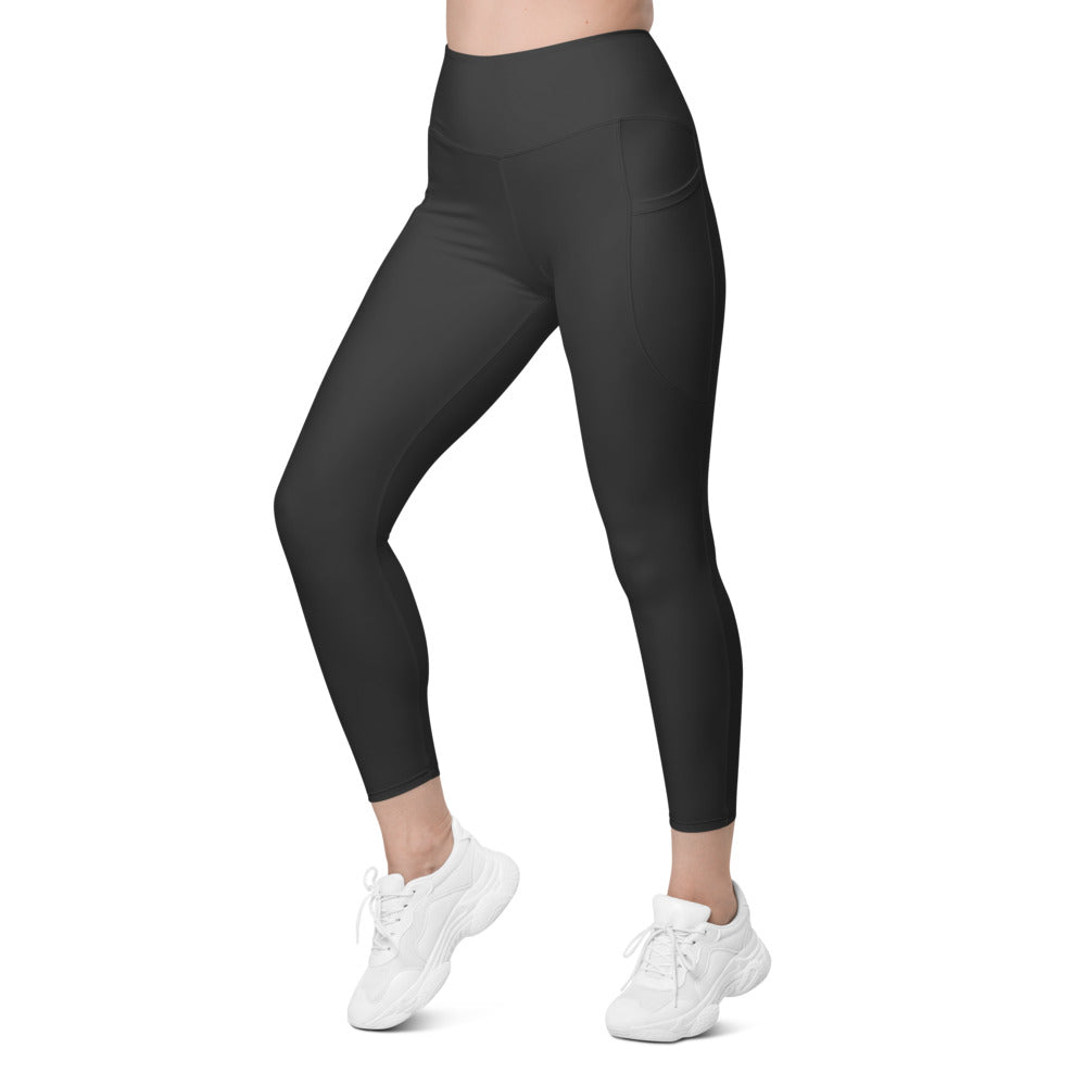 Womens Solid Charcoal Grey Leggings with Pockets | Gearbunch.com