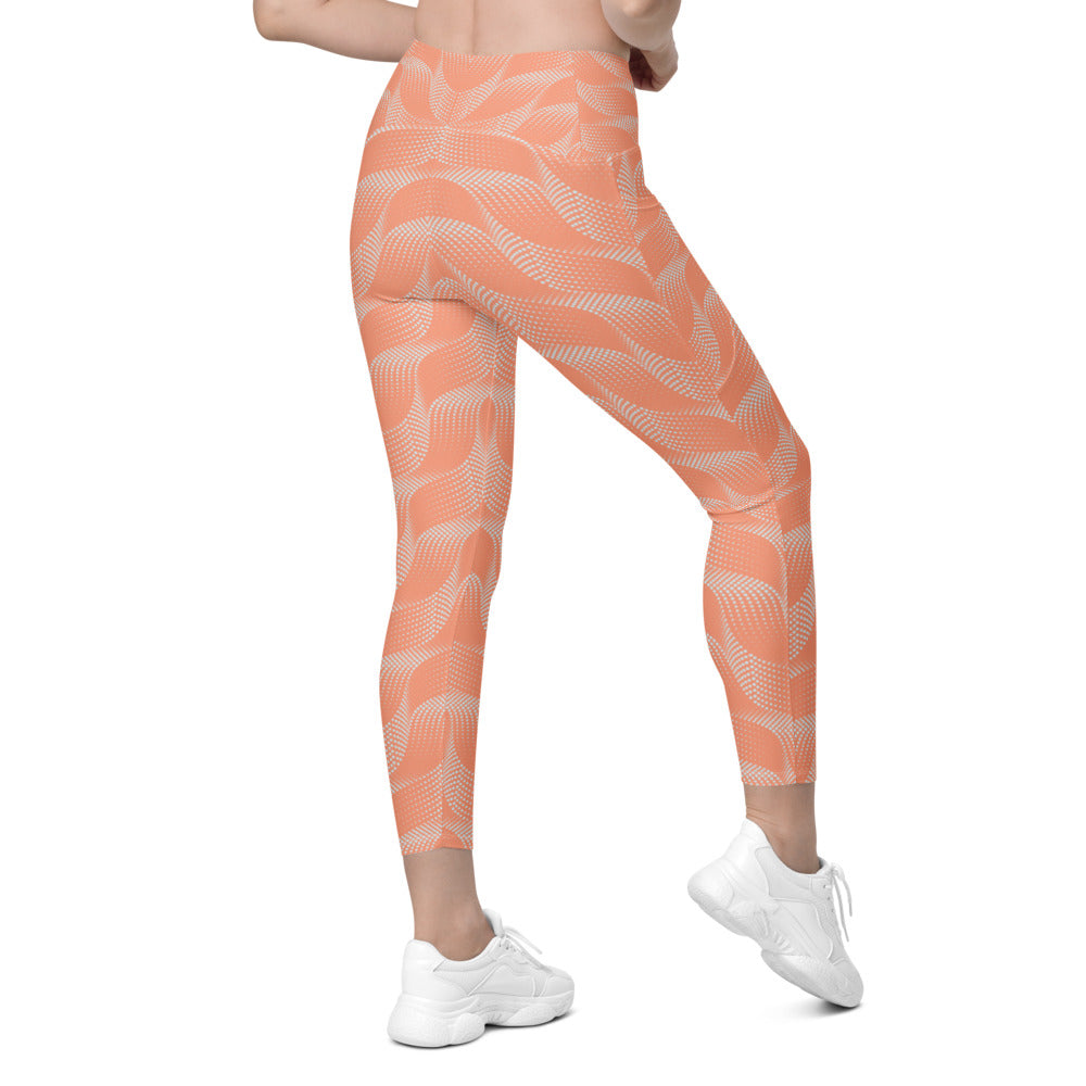 Womens Workout Yoga Apricot Wave Leggings with Pockets | Gearbunch.com