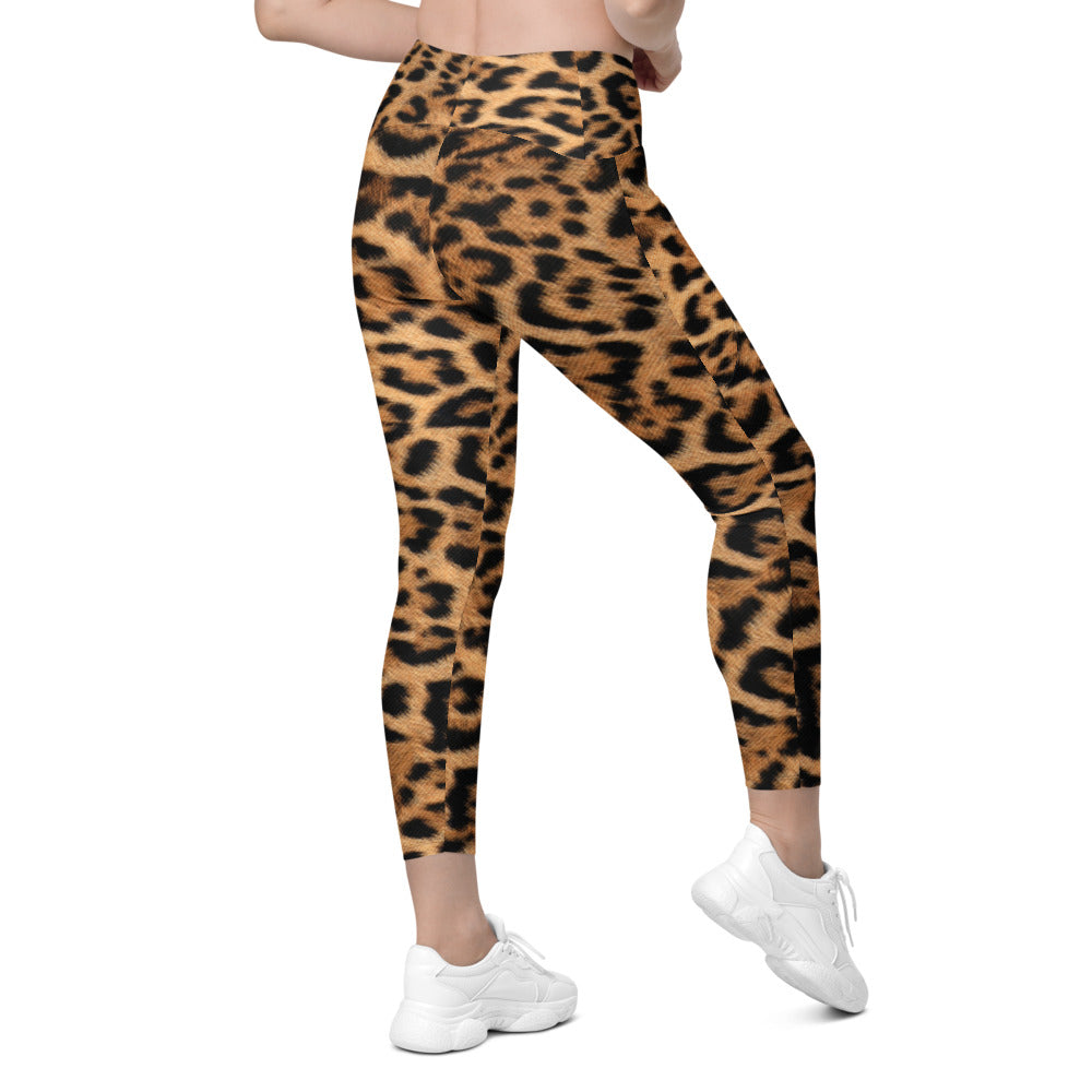 Womens Workout Yoga Leopard Skin Leggings with Pockets | Gearbunch.com