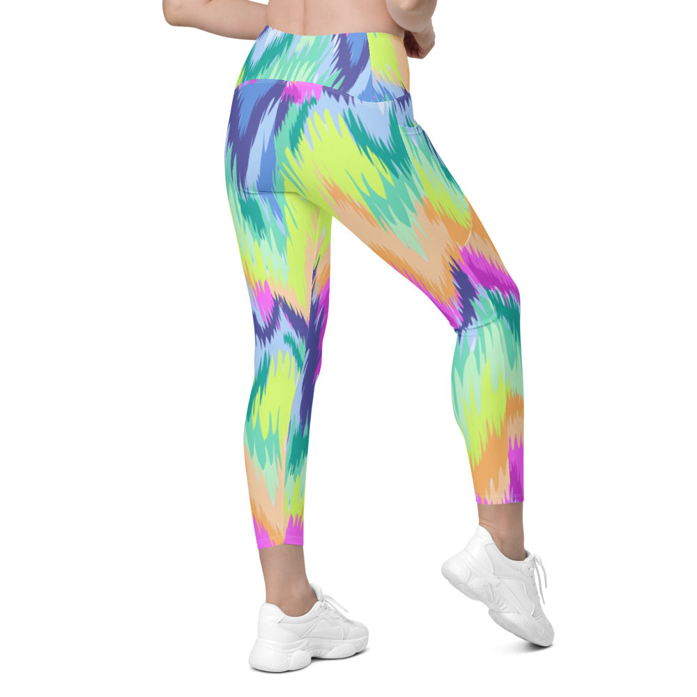 Womens Rave Sound Wave Leggings with Pockets Rainbow | Gearbunch.com