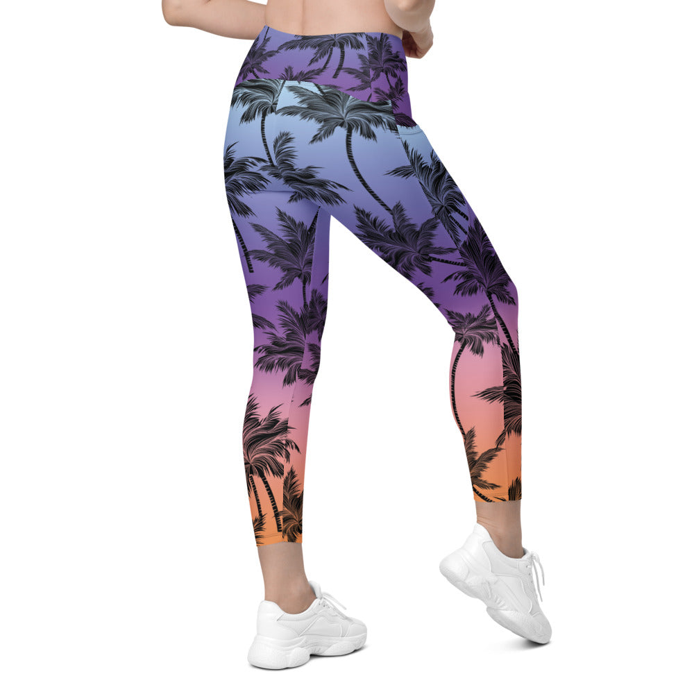 Womens Yoga Tropical Palm Trees Leggings with Pockets | Gearbunch.com