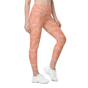 Womens Workout Yoga Apricot Wave Leggings with Pockets | Gearbunch.com