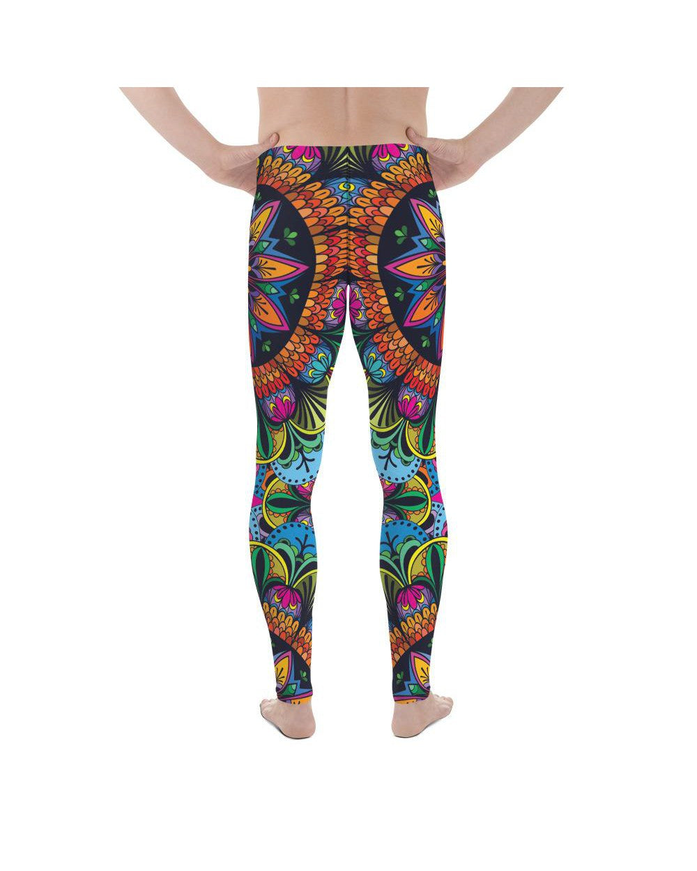 Mens Leggings Workout Colorful Mandala Meggings Blue | Gearbunch.com