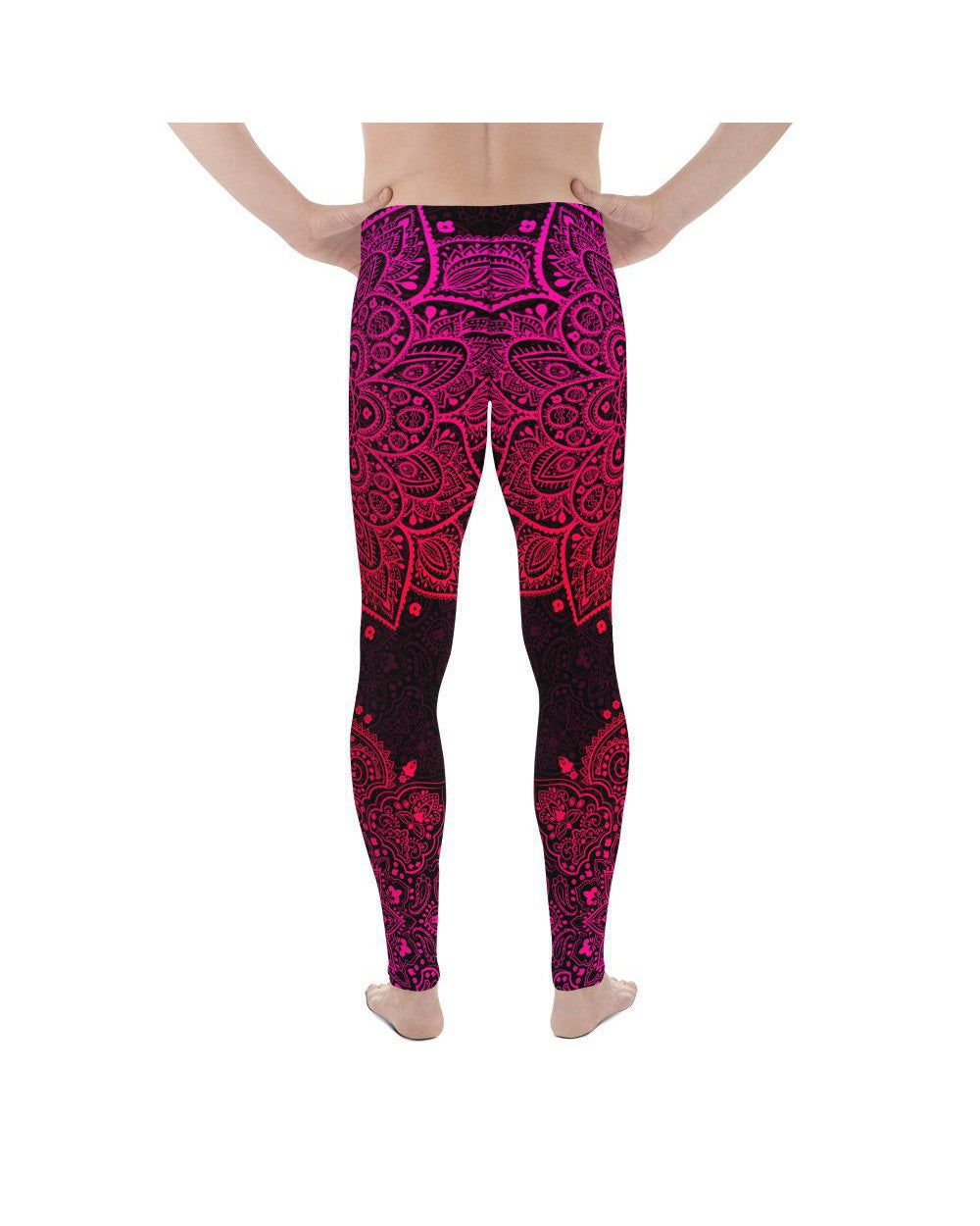 Mens Leggings Workout Pink Mandala Meggings Pink/Black | Gearbunch.com