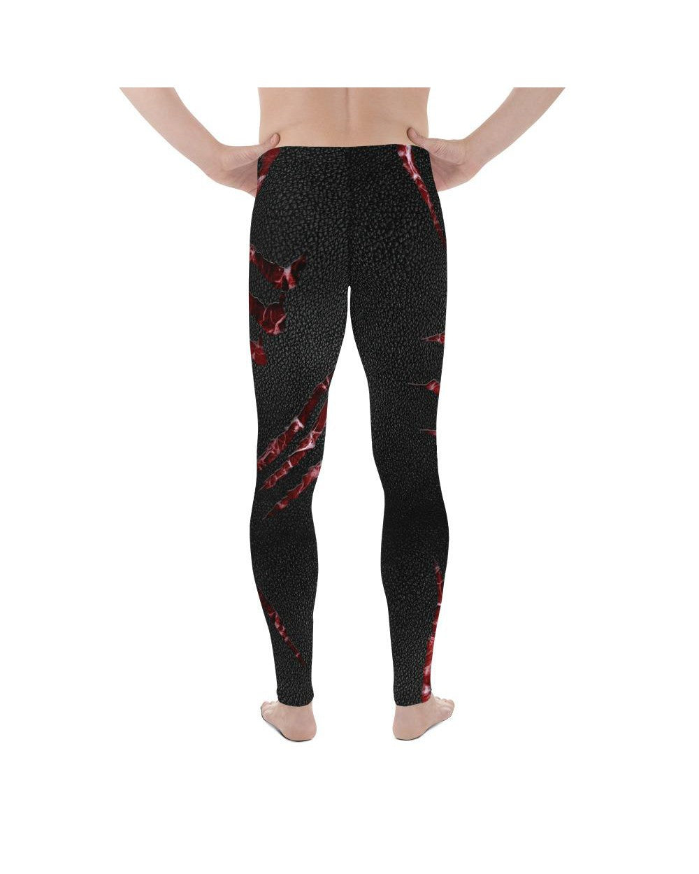 Mens Leggings Workout Ripped Flesh Meggings Red/Black | Gearbunch.com