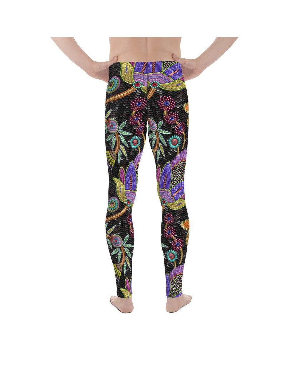 Mens Leggings Workout Faux Paillette Flower Meggings | Gearbunch.com