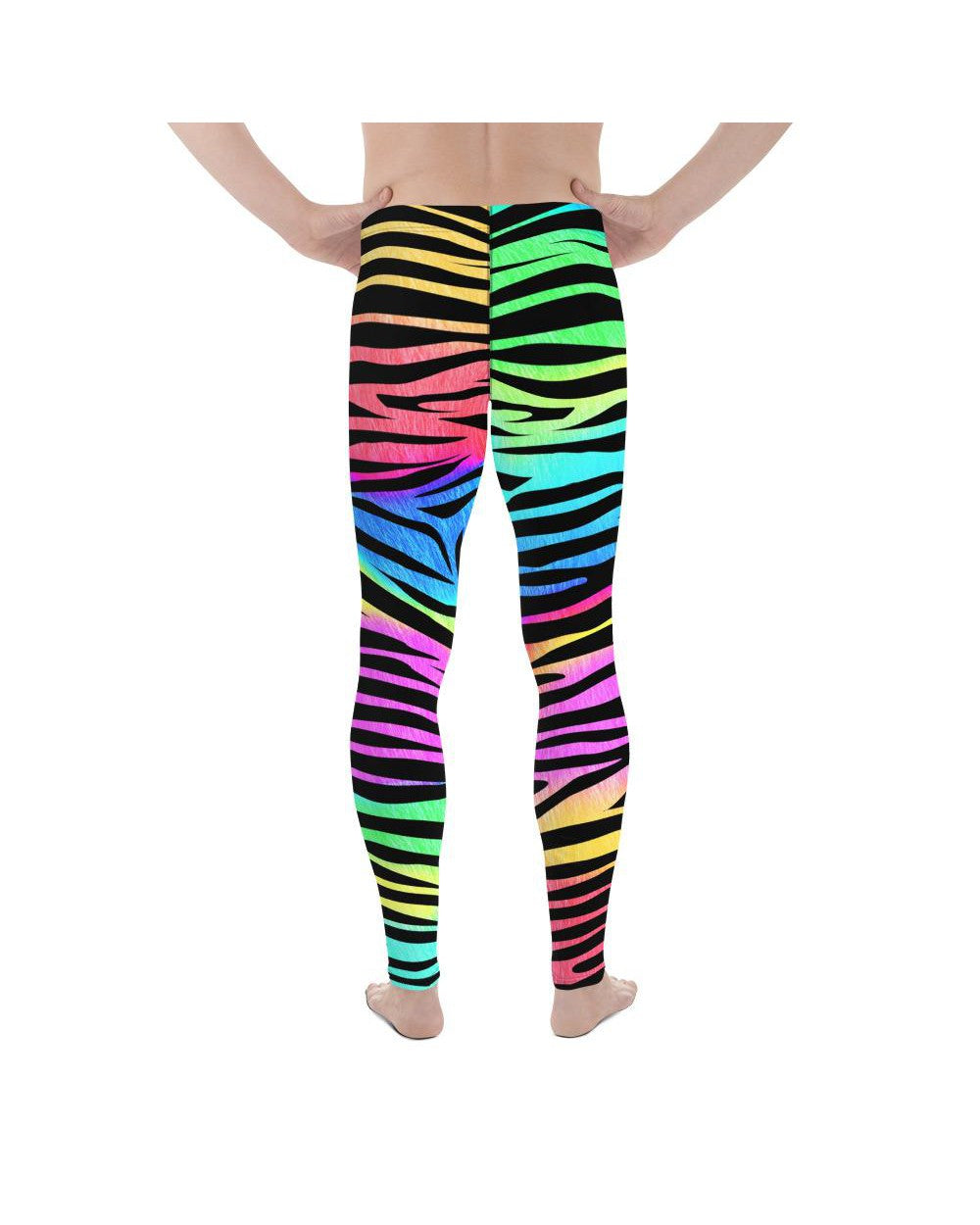 Mens Leggings Workout Colorful Zebra Striped Meggings | Gearbunch.com