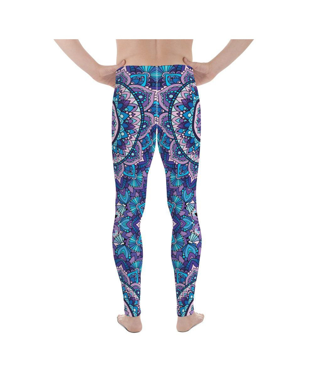 Mens Leggings Workout Colorful Blue Mandala Meggings | Gearbunch.com