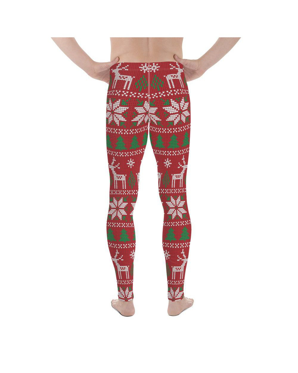 Mens Leggings Workout Red Ugly Christmas Meggings | Gearbunch.com