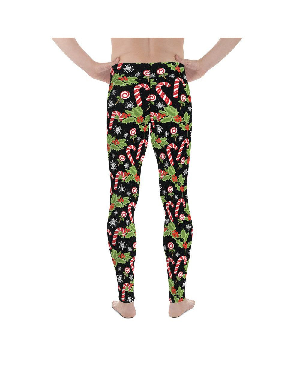 Mens Leggings Workout Holly Leaves Berries Meggings | Gearbunch.com