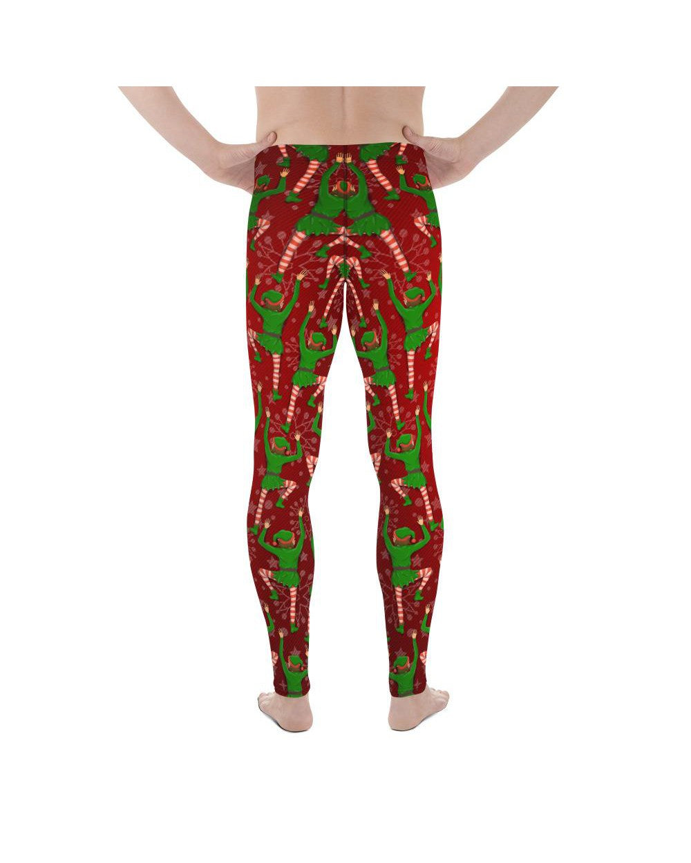 Mens Leggings Workout Santa's Elves Meggings Red/Green | Gearbunch.com