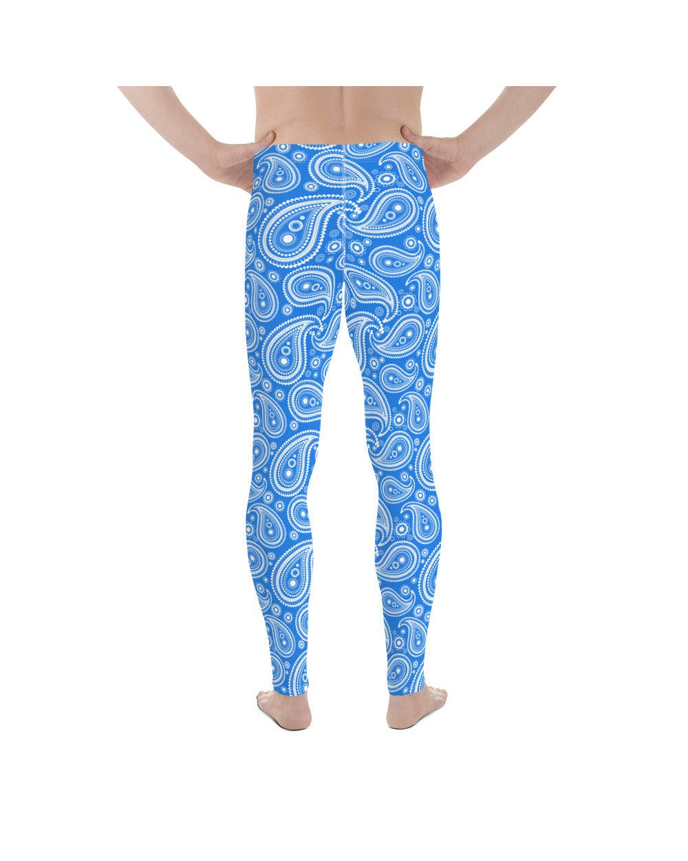 Mens Leggings Workout Blue & White Paisley Meggings | Gearbunch.com