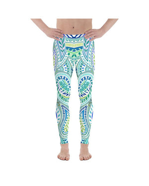 Blue and Green Paisley Meggings Gearbunch Men's Leggings