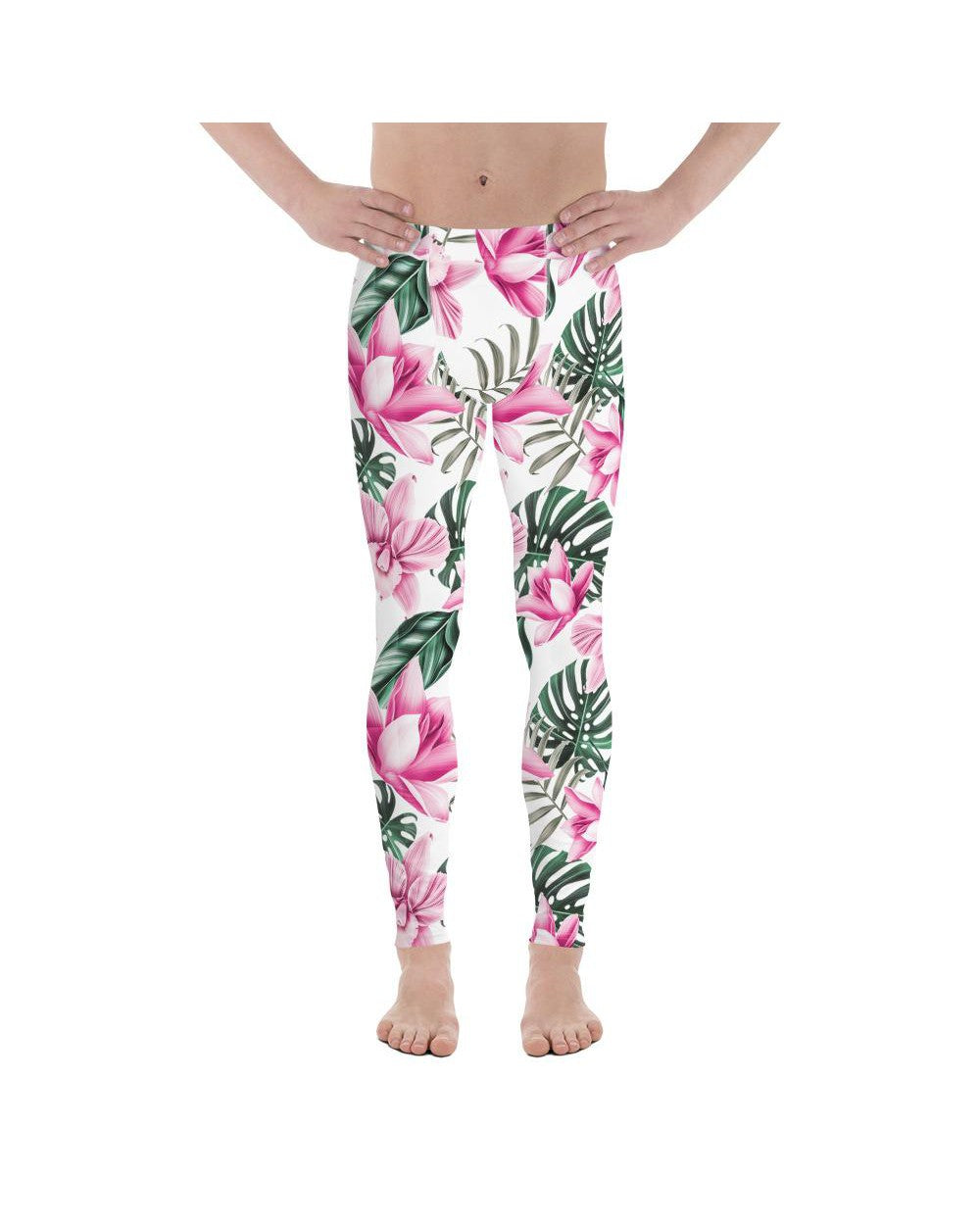 Tropical Floral White Meggings Gearbunch Men's Leggings