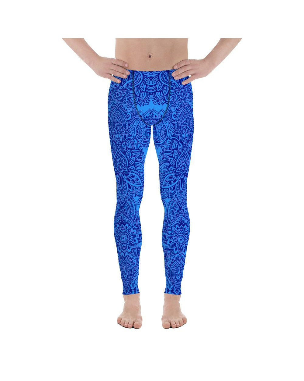 Blue and Navy Henna Tattoo Meggings Gearbunch Men's Leggings 