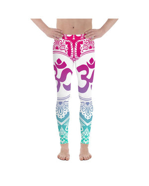 Mens Leggings Workout Bright OM Meggings White/Pink/Blue | Gearbunch.com