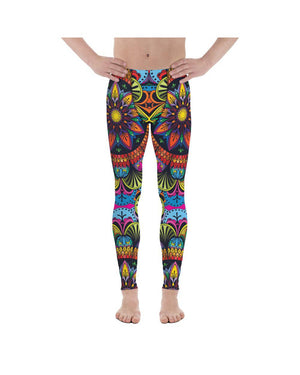 Mens Leggings Workout Colorful Mandala Meggings Blue | Gearbunch.com