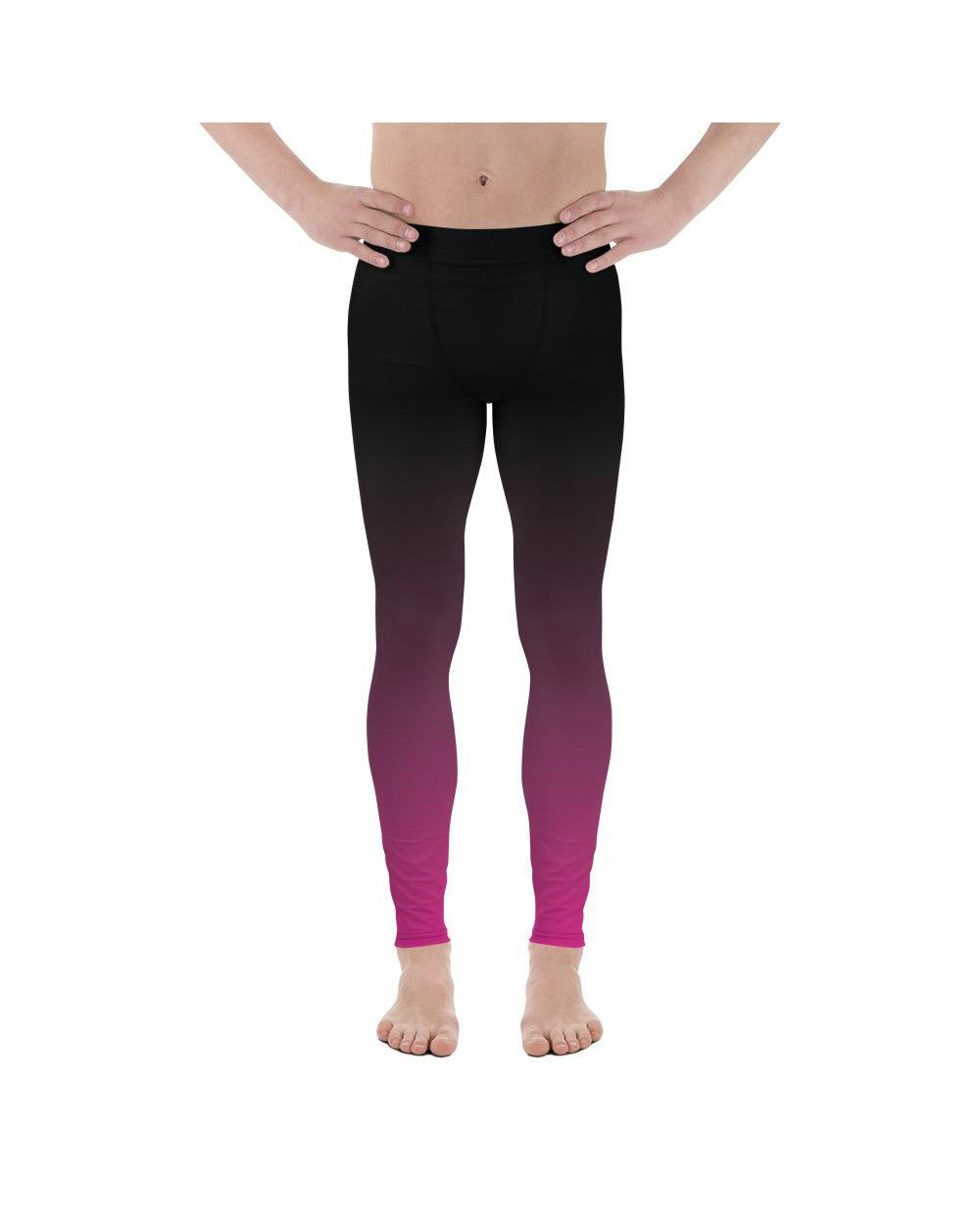 Mens Leggings Workout Ombre Black to Pink Meggings  | Gearbunch.com