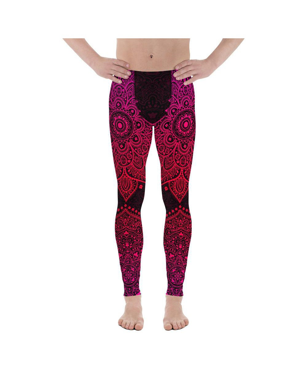 Mens Leggings Workout Pink Mandala Meggings Pink/Black | Gearbunch.com