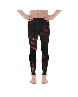 Mens Leggings Workout Ripped Flesh Meggings Red/Black | Gearbunch.com